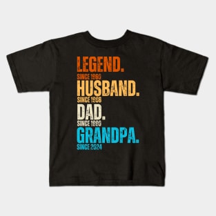 Legend Since 1960 Husband Since 1986 Dad Since 1990 Grandpa Since 2024 - Great Gift Ideas for Legendary Dads and Grandpas for Father's Day 2024 Kids T-Shirt